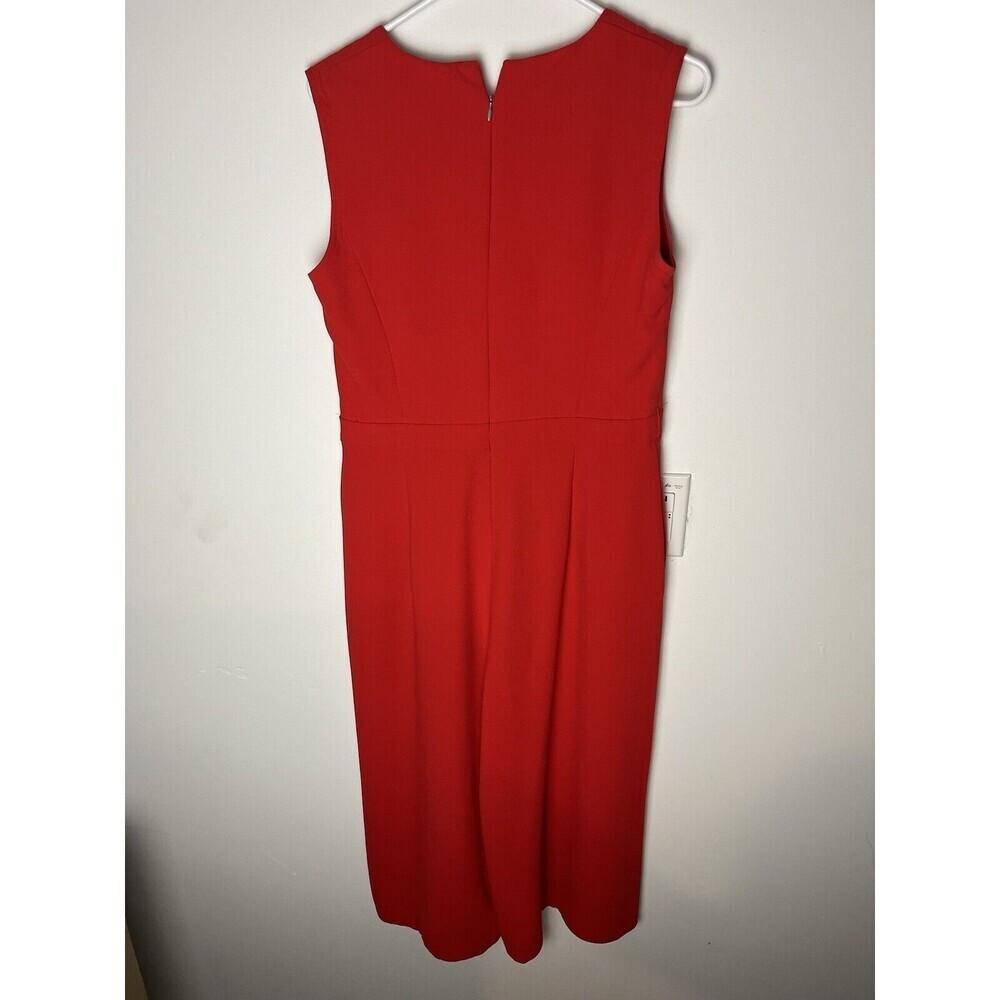 Karen‎ Millen Red Wide Leg Cropped Jumpsuit V Neck Size 10 *missing Belt​​ - Picture 2 of 9